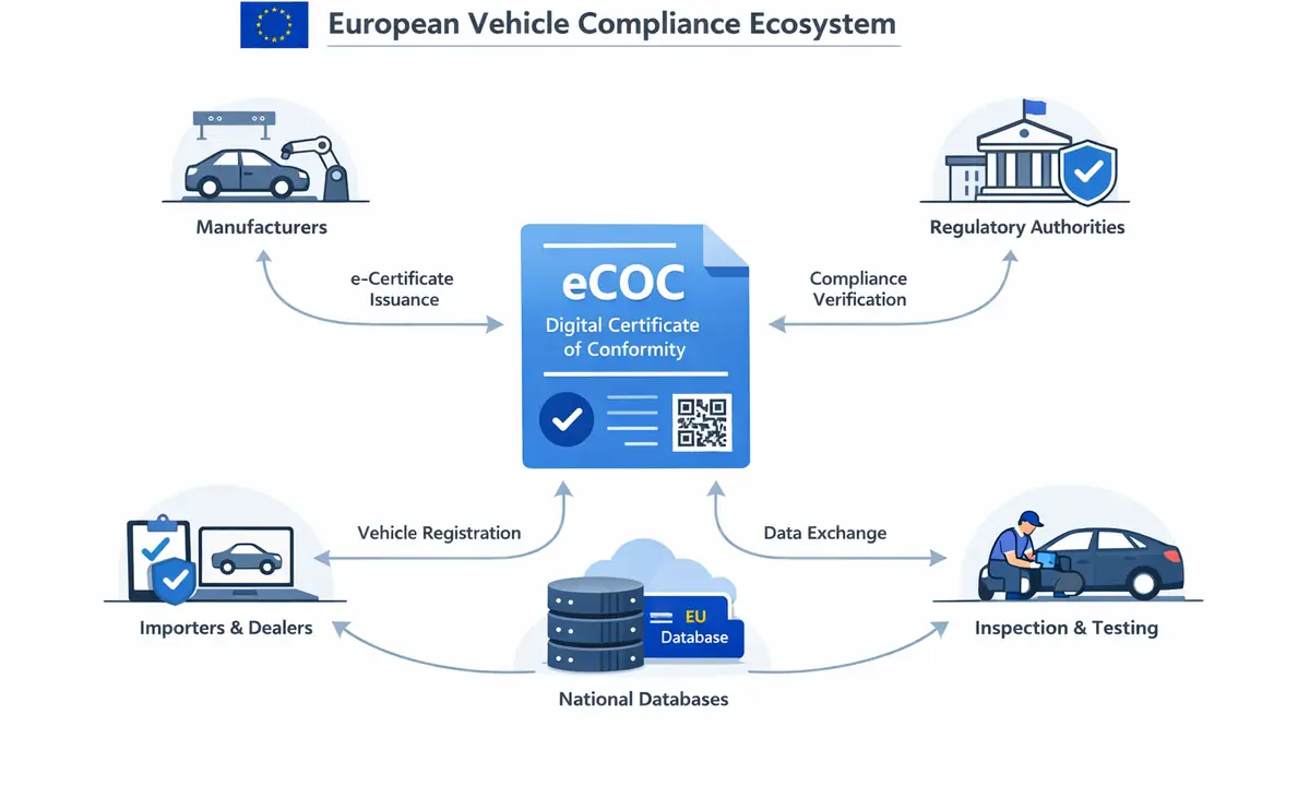 Electronic Certificate of Conformity ecosystem illustration